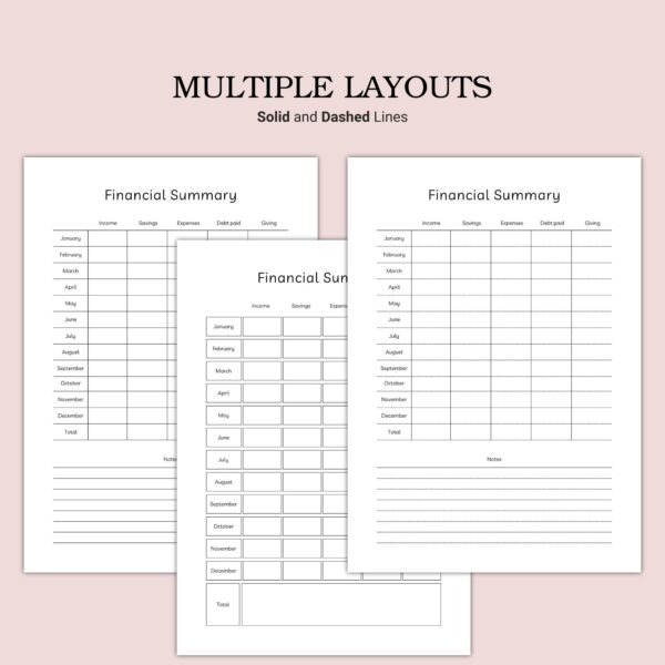 Printable Financial Summary Template - Image 2