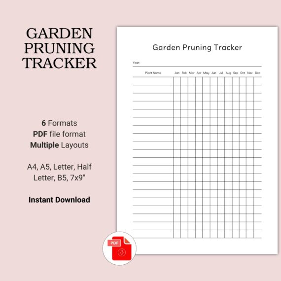 Printable Garden Pruning Tracker Template