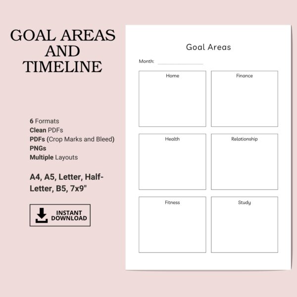 Printable Goal Areas and Timeline Inserts