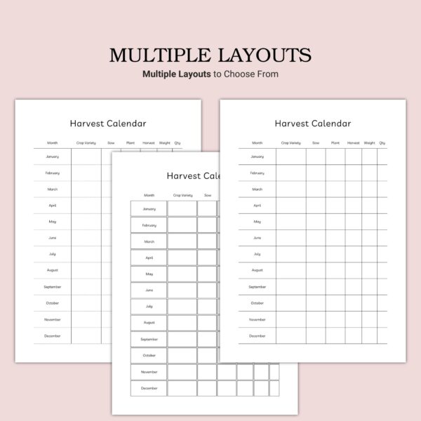 Printable Harvest Calendar Template - Image 2