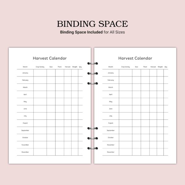 Printable Harvest Calendar Template - Image 3