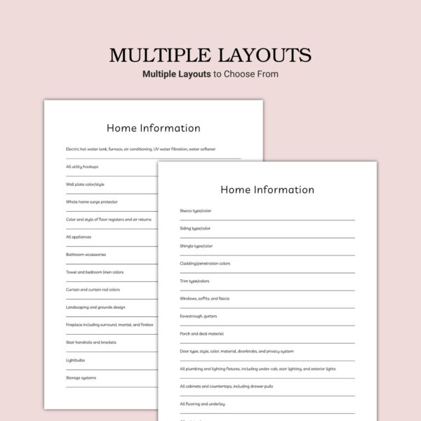 Printable Home Information Template - Image 3