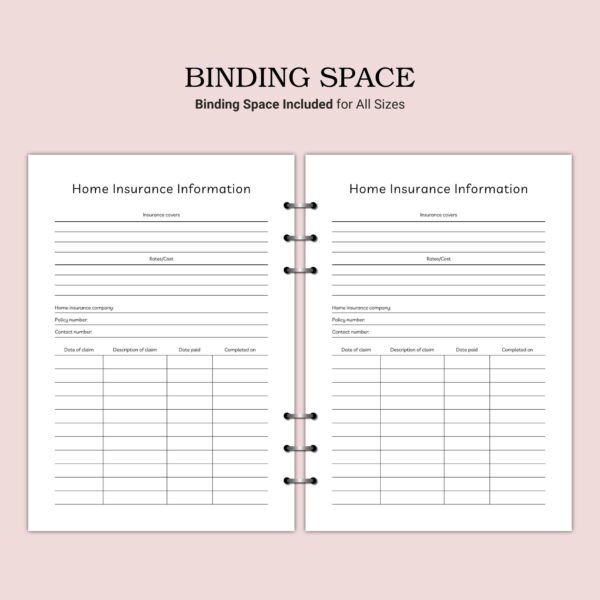 Printable Home Insurance Information Template - Image 3