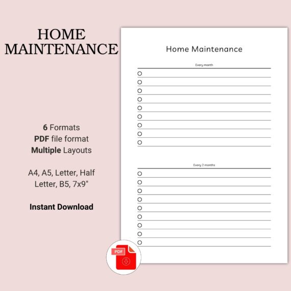 Printable Home Maintenance Template