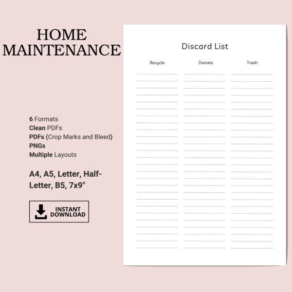 Printable Home Maintenance Inserts