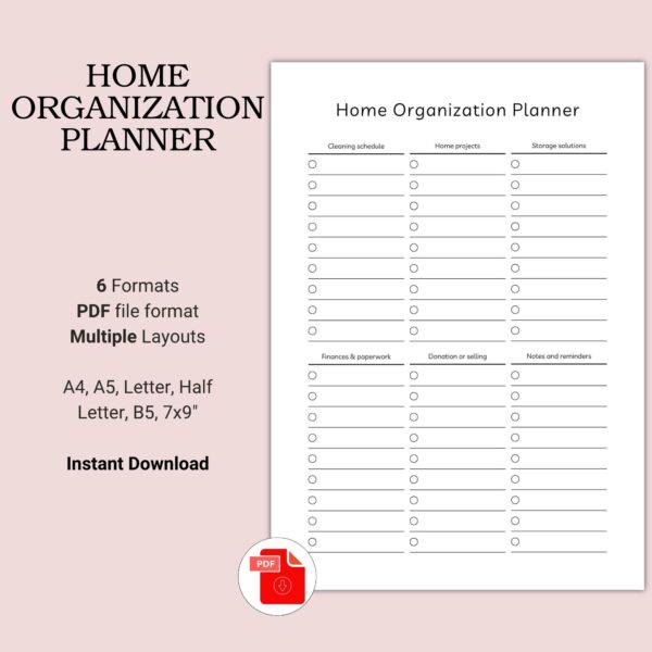 Printable Home Organization Planner Template