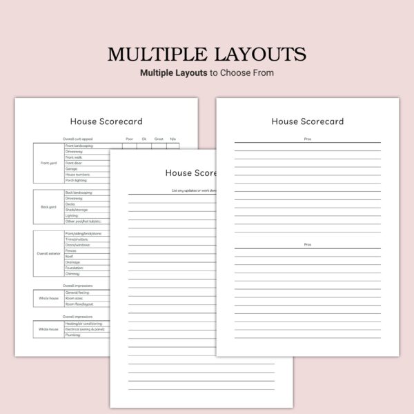 Printable House Scorecard Template - Image 3