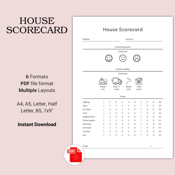 Printable House Scorecard Template