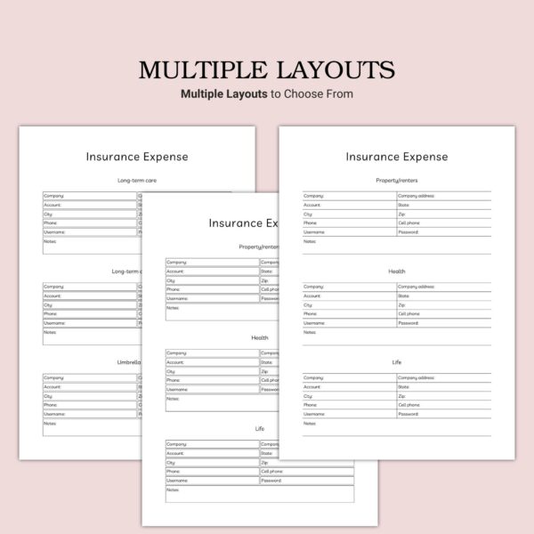 Printable Insurance Expense Template - Image 2