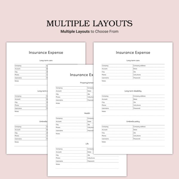Printable Insurance Expense Template - Image 3