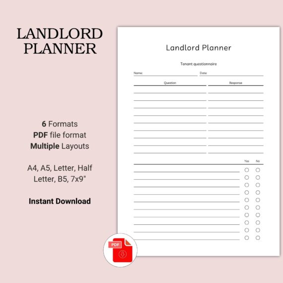 Printable Landlord Planner Template