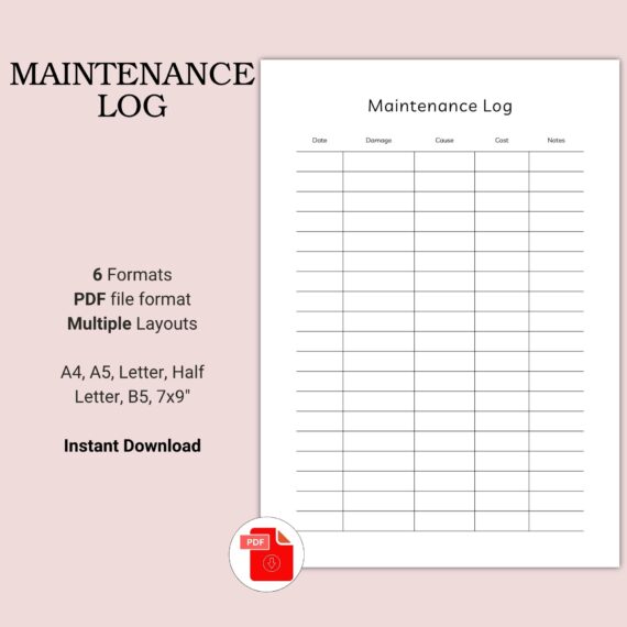 Printable Maintenance Log Template
