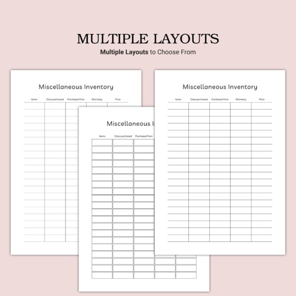 Printable Miscellaneous Inventory Template - Image 2