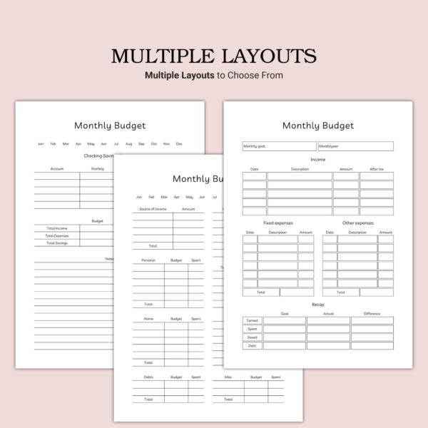 Printable Monthly Budget Template - Image 3