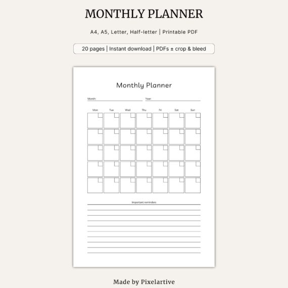 Printable Monthly Planner