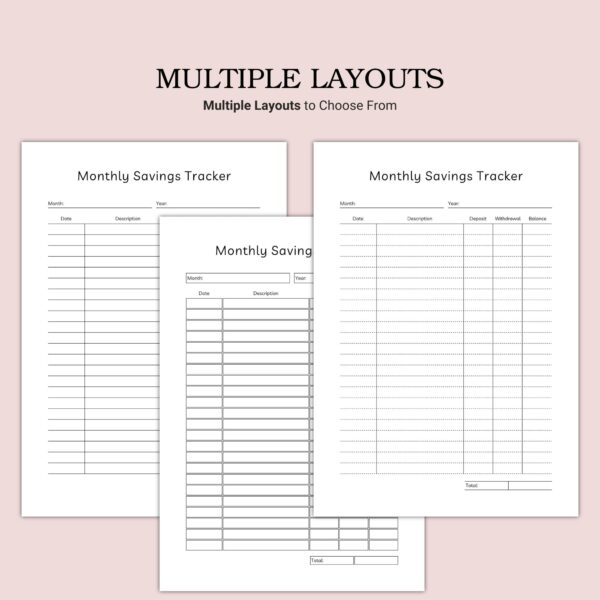 Printable Monthly Savings Tracker Template - Image 2