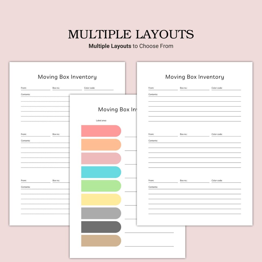 Printable Moving Box Inventory Template