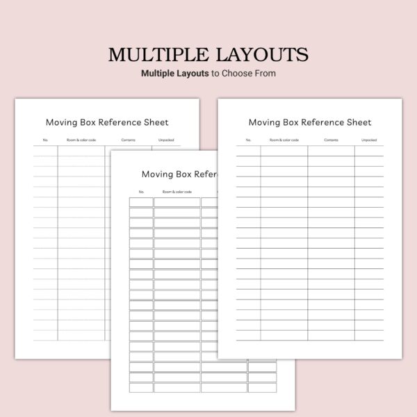 Printable Moving Box Reference Sheet Template - Image 2