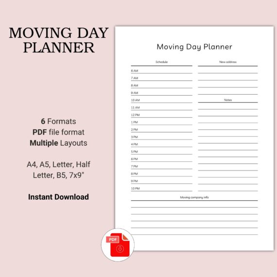 Printable Moving Day Planner Template