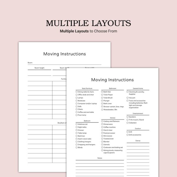 Printable Moving Instructions Template - Image 2