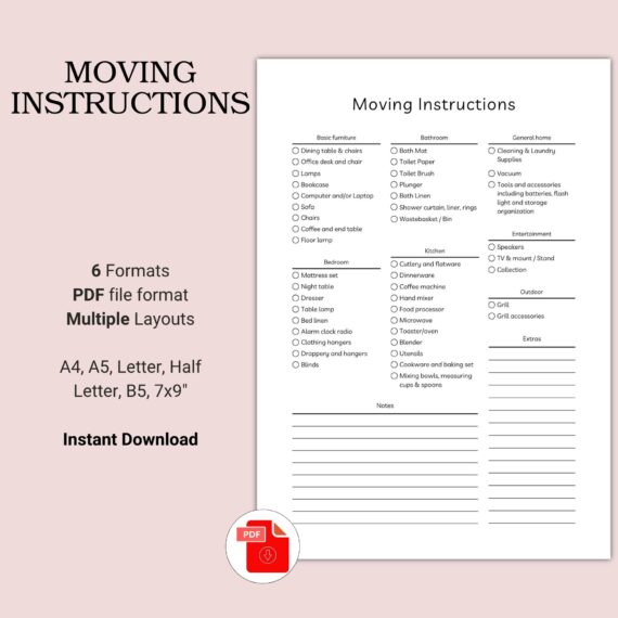 Printable Moving Instructions Template