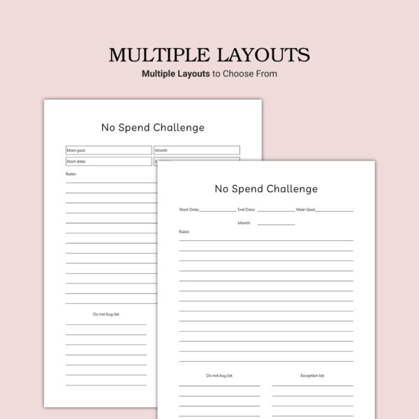 Printable No Spend Challenge Template - Image 2