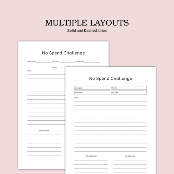 Printable No Spend Challenge Template - Image 4