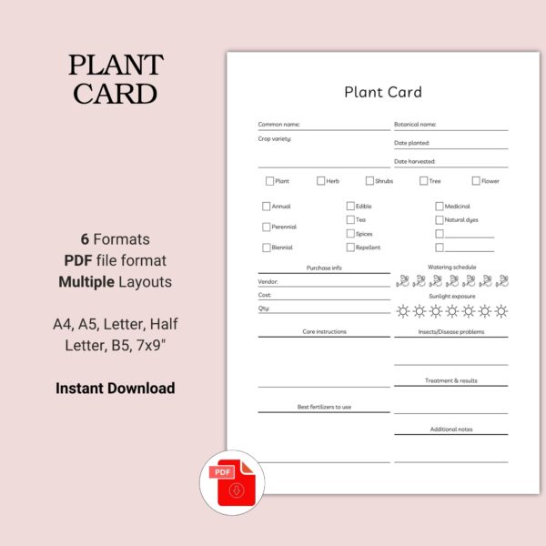 Printable Plant Card Template