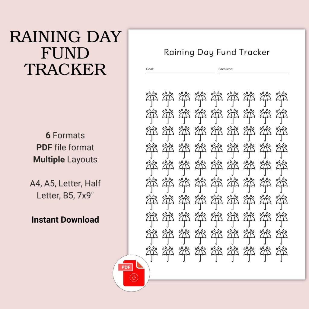 Printable Raining Day Fund Tracker Template