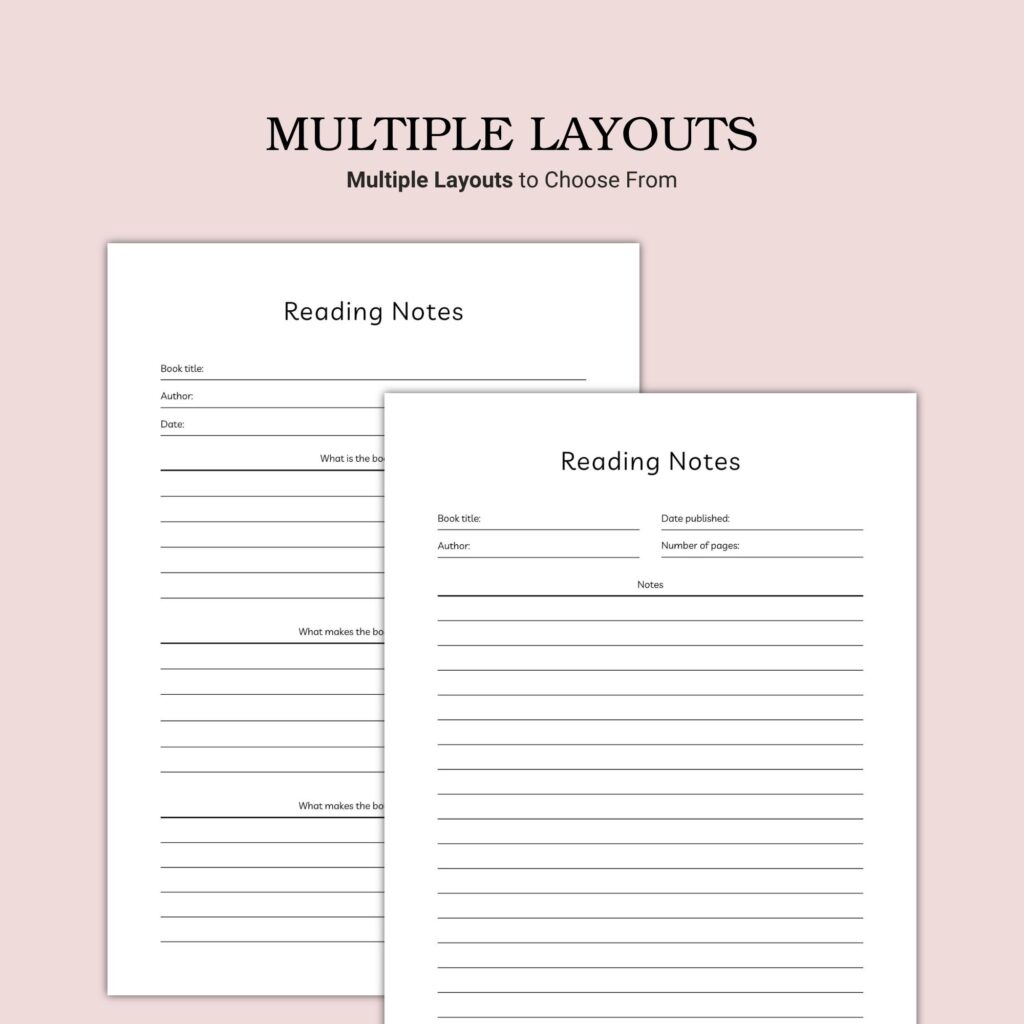 Printable Reading Notes Template