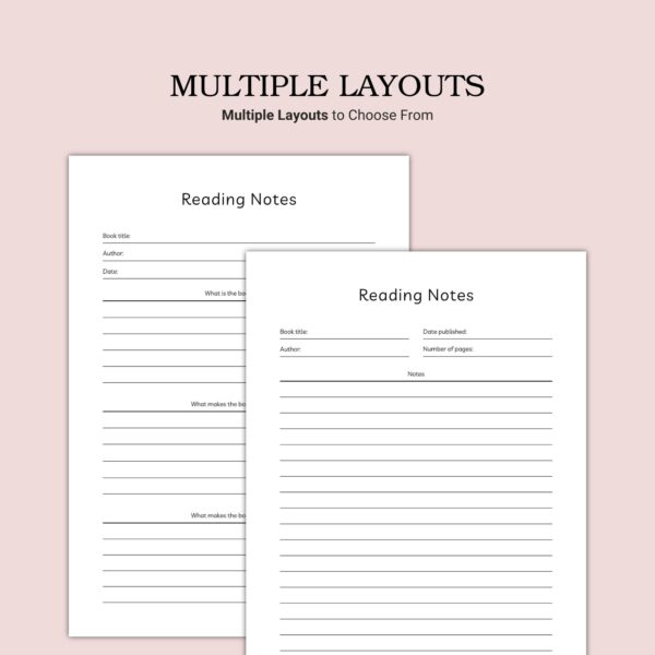 Printable Reading Notes Template - Image 3