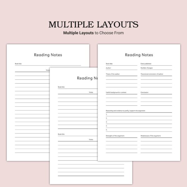 Printable Reading Notes Template - Image 4