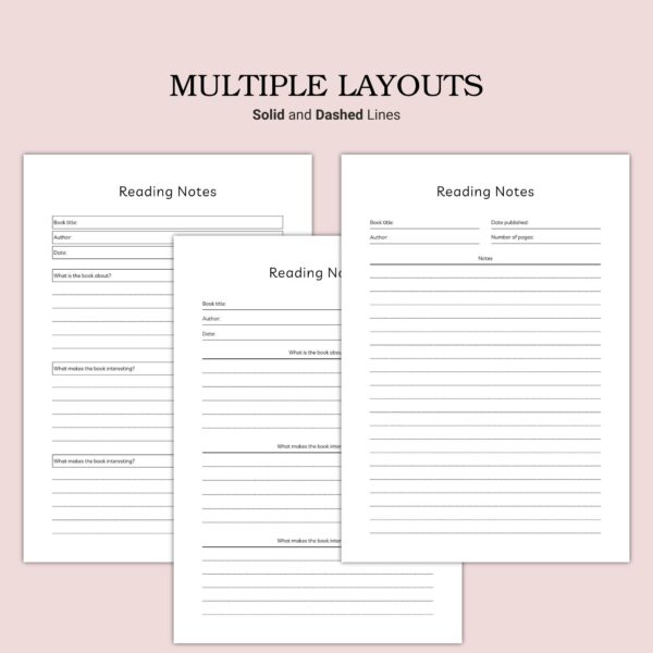 Printable Reading Notes Template - Image 5