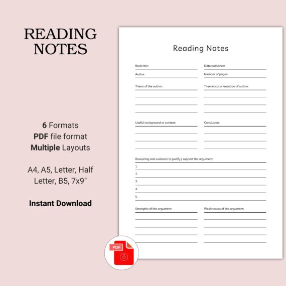 Printable Reading Notes Template