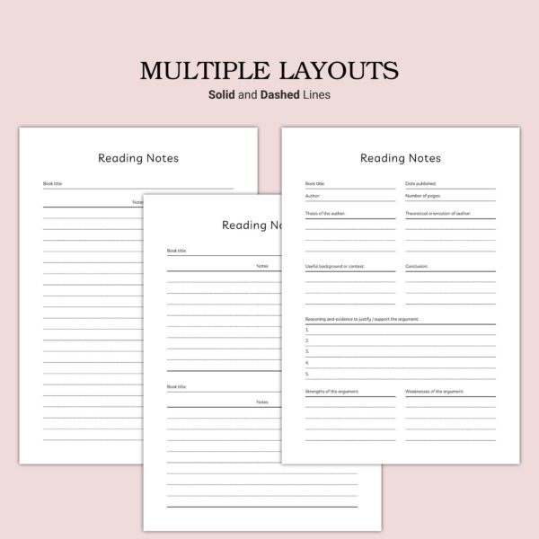 Printable Reading Notes Template - Image 6