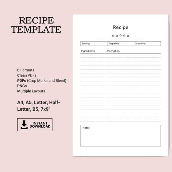 Printable Recipe Inserts