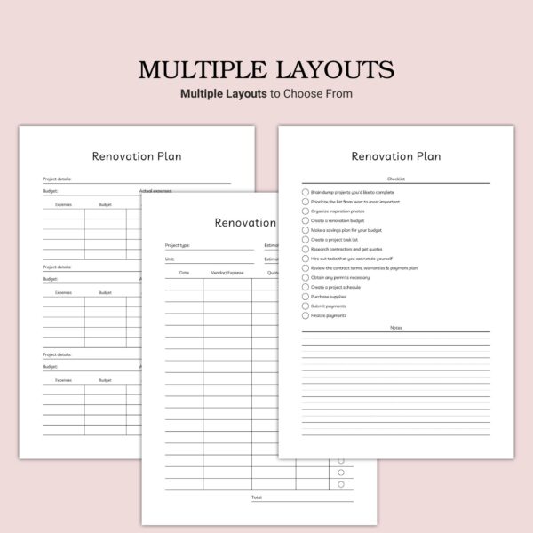 Printable Renovation Plan Template - Image 2