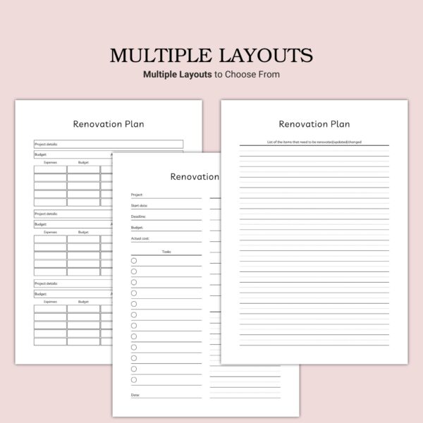 Printable Renovation Plan Template - Image 3