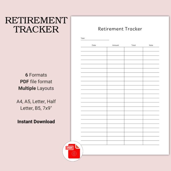 Printable Retirement Tracker Template
