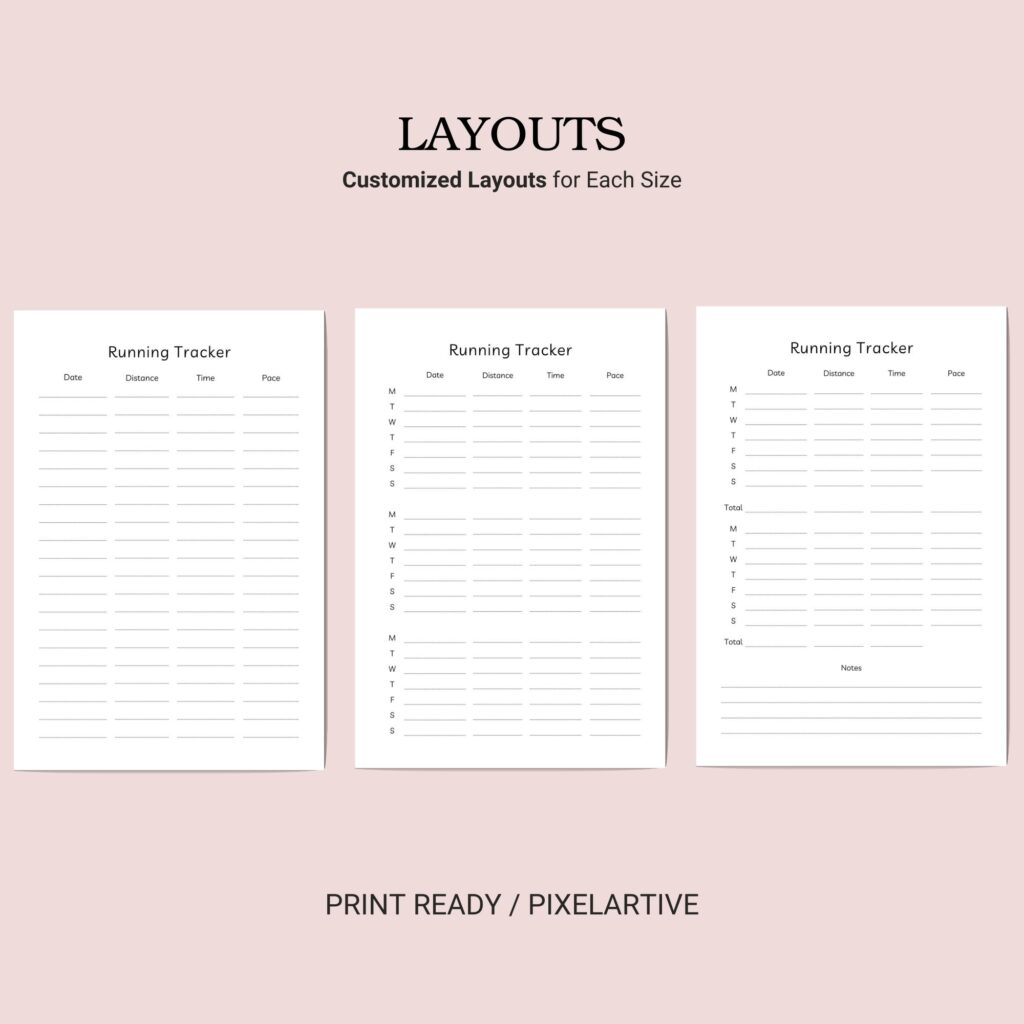 Printable running tracker inserts