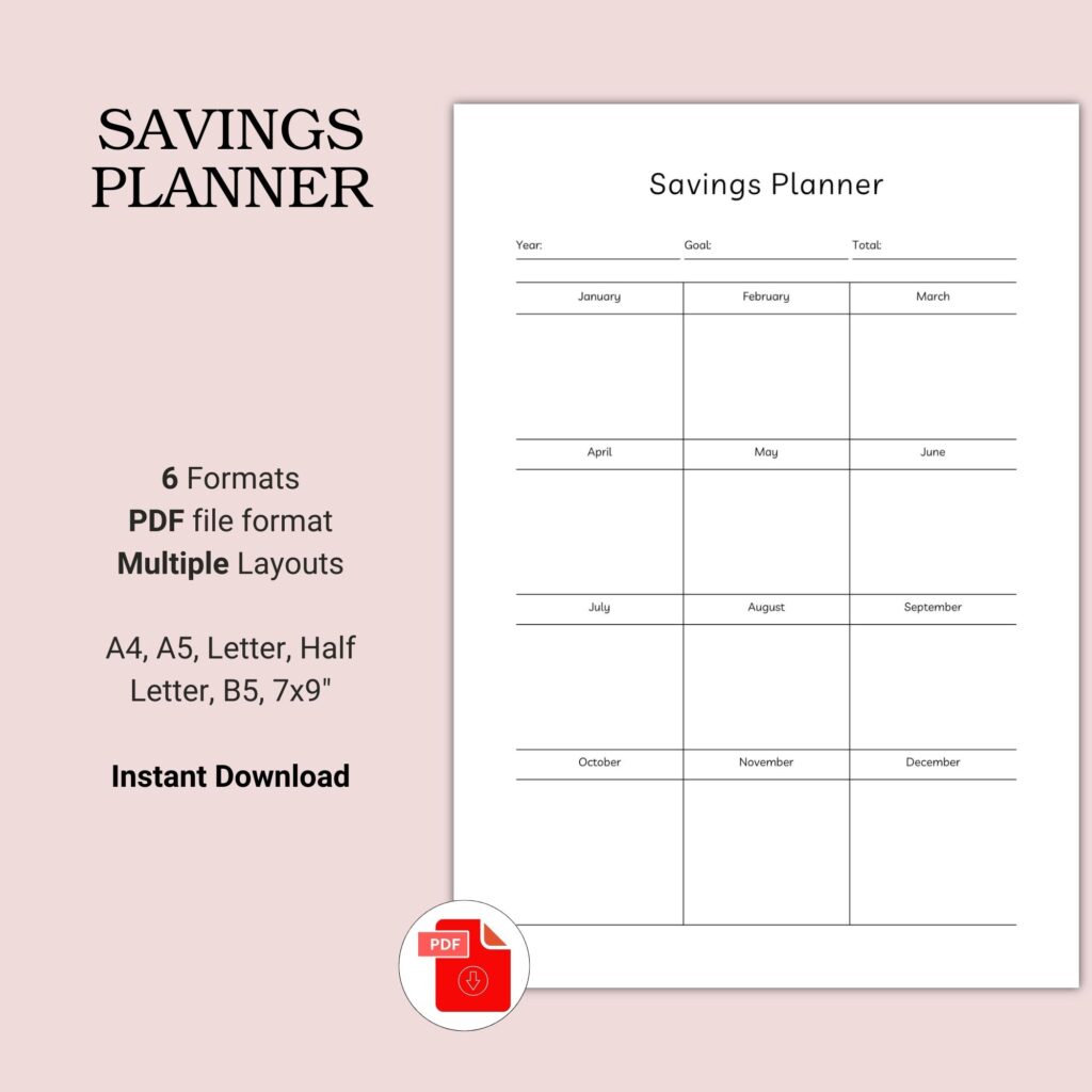 Printable Savings Planner Template