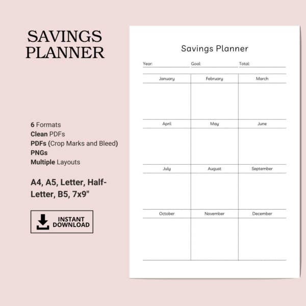 Printable Savings Planner Template