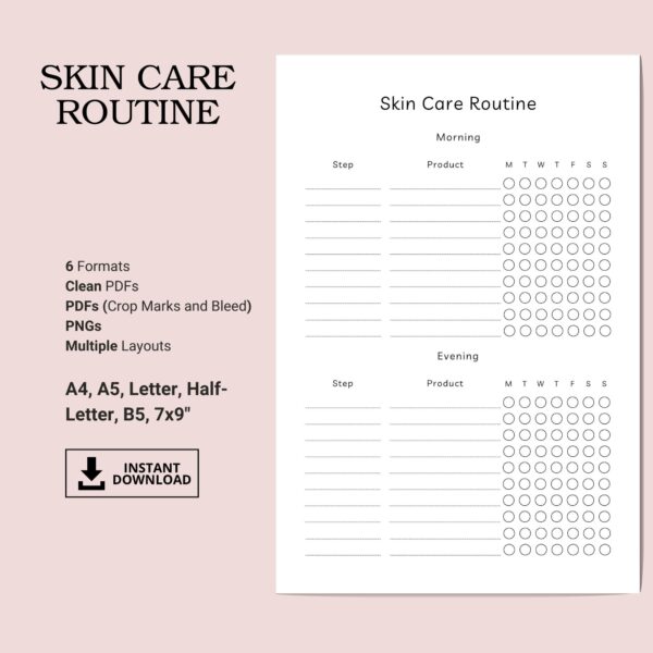 Printable Skin Care Routine Inserts