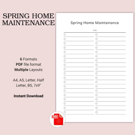 Printable Spring Home Maintenance Template