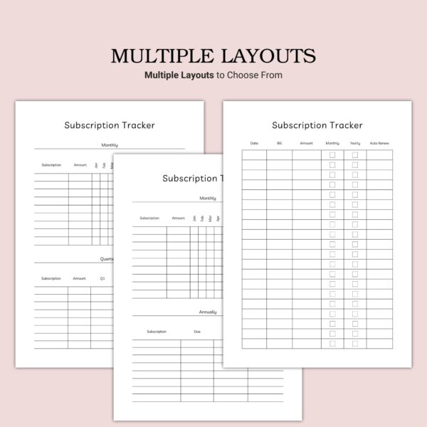 Printable Subscription Tracker Template - Image 2
