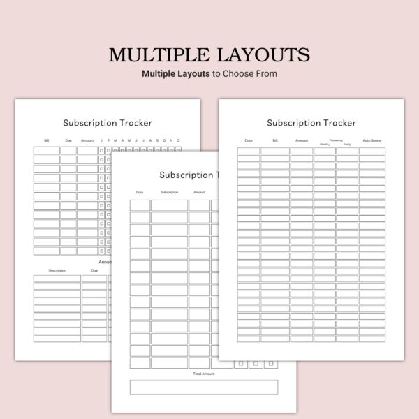 Printable Subscription Tracker Template - Image 3