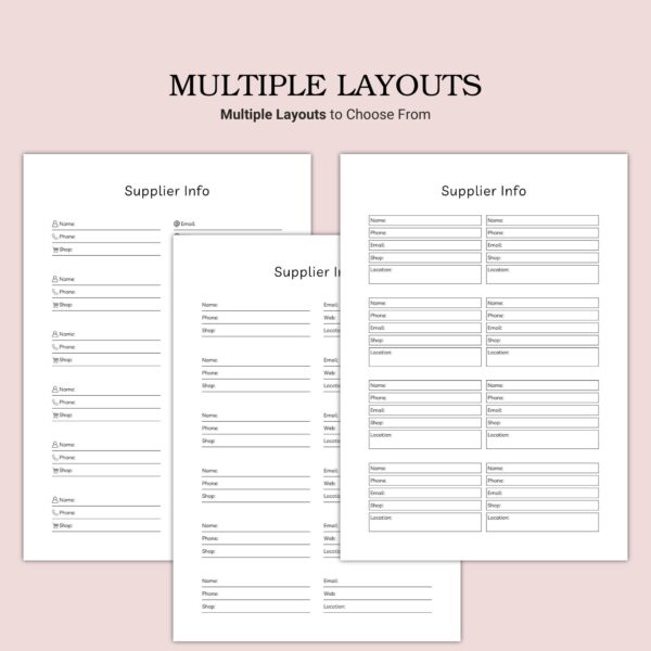 Printable Supplier Info Template - Image 2