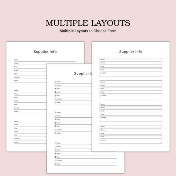 Printable Supplier Info Template - Image 3
