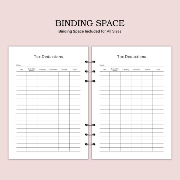 Printable Tax Deductions Template - Image 3