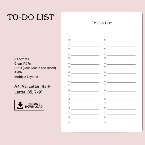 Printable To-Do List Inserts